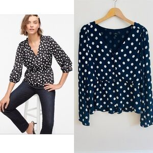 J. Crew Long Sleeve Top in Crepe Polka Dot, EUC